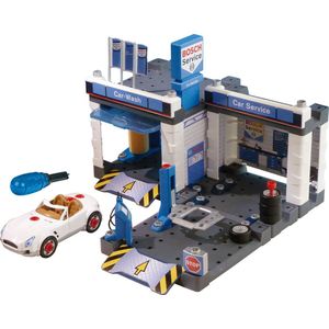 Klein Toys Bosch car service autogarage - montagespeelgoed met hefbrug en wasstraat - 41x39x29 cm - blauw
