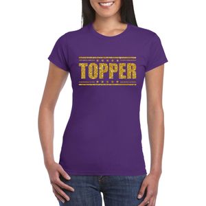 Toppers - Paars Topper shirt in gouden glitter letters dames - Toppers dresscode kleding XS