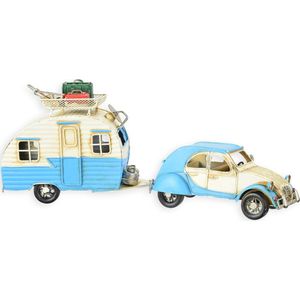 blikken model van een Klassieke auto met Caravan 40,2 cm lang