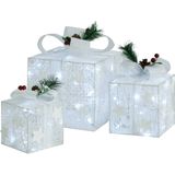 vidaXL - Kerstdecoratie - geschenkdozen - 3 - st - binnen/buiten - wit