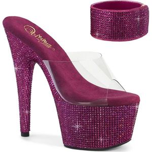 Pleaser - BEJEWELED-712RS Muiltjes - US 6 - 36 Shoes - Transparant/Roze