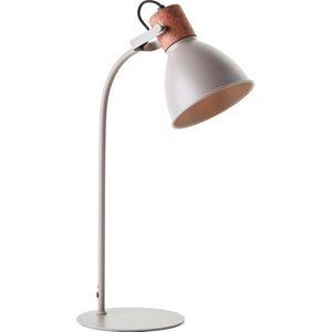 Brilliant Erena tafellamp taupe 52cm metaal/hout snoer schakelaar 1x A60, E27, 40 W, geschikt voor normale lamp (niet inbegrepen)