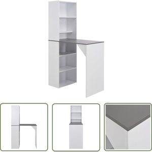 The Living Store Bartafel met kast 115x59x200 cm wit - Bartafel - Houten Bartafel - Bartafel Met Kast - Salontafel - Kookeiland