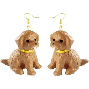 Fako Bijoux® - Oorbellen - Hondjes - Puppies - Kunststof - Bruin