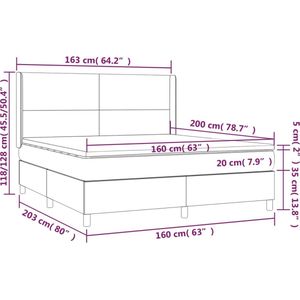 vidaXL - Boxspring - met - matras - fluweel - lichtgrijs - 160x200 - cm