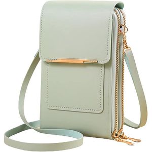 Lichtgewicht PU lederen crossbody mobiele telefoon portemonnee voor vrouwen - groen - touchscreenontvangst