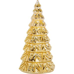 1x stuks led kaarsen kerstboom kaars goud D9 x H15 cm - Woondecoratie - Elektrische kaarsen - Kerstversiering