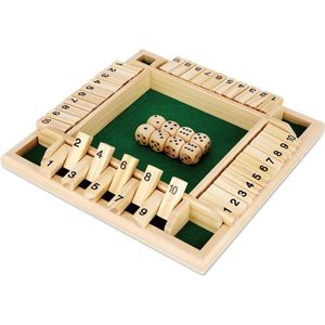 Shut the Box Bordspel, educatief dobbelspel voor familieplezier, kinderen leren wiskunde en strategie, traditionele houten spelset voor 4 spelers