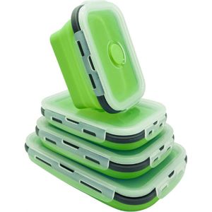 4 Stuks Opvouwbare Siliconen Voedselcontainers - Met Luchtdichte Deksels - Vriezer & Vaatwasserbestendig - Handige Lunchbox Voor Restjes, Snacks & Maaltijden