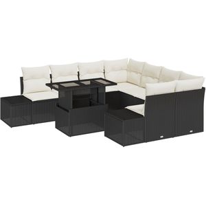 vidaXL - Tuinbankstel - Set - van - 9 - Beige - Rattan - Buitentuinbankstel