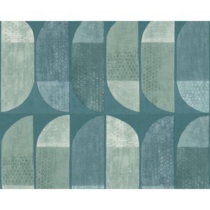 GRAFISCH BEHANG | Modern - blauw groen - A.S. Création Geo Nordic