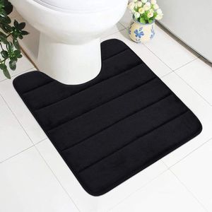 Zachte mat met uitsparing - Traagschuim antislip - Absorberende badmat - Staande toilet - 50 x 60 cm - Wasbaar - Zwart. Antislip Matten