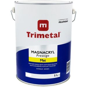 Trimetal Magnacryl Prestige Mat - Watergedragen isolerende matte muurverf voor binnen - Kleur RAL 9010 Pure White ( gebrokenwit ) - 5 L