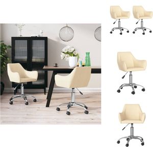 vidaXL Draaibare Eetstoelen - Crème - 54 x 61 x (77-89) cm - Trendy Design - Eetkamerstoel