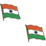 Pin speldje broche - 2x - Vlag India - 20 mm - blazer revers pin - landen decoraties