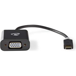 Nedis USB-C Adapter - USB 3.1 - USB-C Male - VGA Female 15p - 1080p - 0.20 m - Rond - Verguld - PVC - Antraciet - Polybag