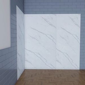 Aica B:40xL:(80+120)H:210cm visbuikwit aluminium composiet platen , 3 mm dik-Set van 3 douchewandpanelen inclusief profielen-Wandpanelen