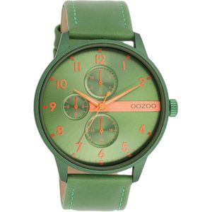 Groene OOZOO horloge met groene leren band - C11308
