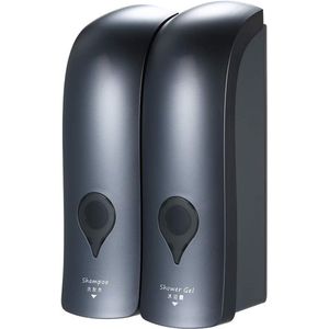 Zeepdispenser Set - 2x300ml Wandmontage - Douchegel Dispenser zonder Boren - Handmatige Dispenser voor Zeep, Shampoo, Douchegel - Dubbele Kop - Badkamer Accessoire