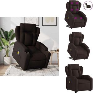 vidaXL Sta-op-massagestoel - Sta-op-massagestoelen - Massagestoel - Sta-opstoel - Sta-op-massagestoel elektrisch verstelbaar stof donkerbruin