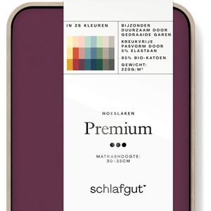schlafgut Premium Bio Katoen Jersey Hoeslaken L - 140x200 - 160x220 542 Purple Deep
