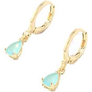 Strass Oorhangers - Turquoise