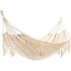 Hammock with Tassels - Portable Double Cotton Hammock 200 x 150 cm - Machine Washable - for Beach, Patio, etc.