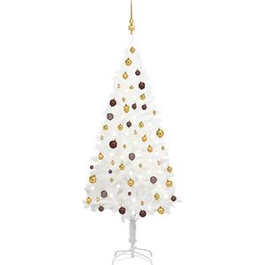 vidaXL - Kunstkerstboom - met - verlichting - en - kerstballen - 180 - cm - wit