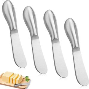 Klein roestvrij stalen botermessen - set van 4 - keukengereedschap voor boter, kaas en gebak - 133 x 22 cm smeermessenset