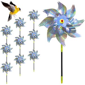10 Stuks Reflecterende Windmolen - Vogelverschrikker - Vogelverjager -Duivenverjager Kraai - Windspinner - Vogelafweermiddel - Diervriendelijke Duivenverjager - Balkonfruittuin - Windmolens Voor Buiten En Tuin - Windmolen Tuinsteker - 24*51cm