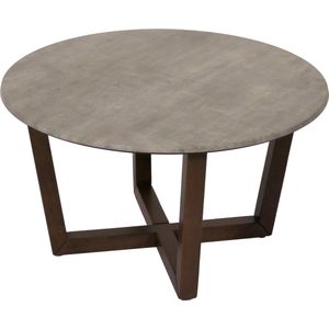 Salontafel MCW-M61, bijzettafel sofatafel, massief hout HPL laminaat melamine Ø80cm, betonlook, donker frame