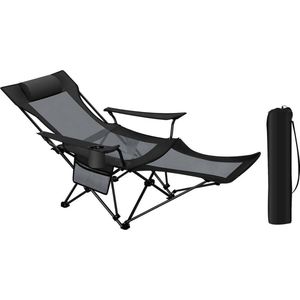 4-in-1 Camping Lounger-stoel - Verstelbare fauteuil - Buitenstoel - Veelzijdig, draagbaar, duurzaam - 600D Oxford-stof - 156 cm x 71 cm x 84 cm (liggend)