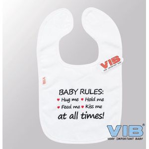 VIB® - Slabbetje Luxe velours - Baby Rules (Wit) - Babykleertjes - Baby cadeau