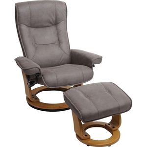 Cosmo Casa - Hamilton Relaxfauteuil, TV Fauteuil met Voetenbank, Stof, 130kg Belastbaarheid - Lichtgrijs, Natuurbraun