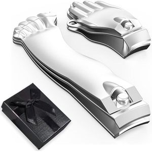 Nail Clippers Set Silver Funny Foot and Hand Shape Nail Clippers Practical Gift Idea for Christmas Father's Day and More by Yamobi