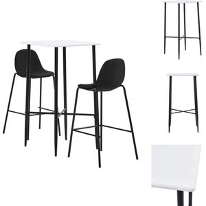 vidaXL Barset Modern Wit - Bartafel 60x60x111 cm - 2 Barstoelen Zwart - 51x49x99 cm - Polyester bekleding - Voetensteun - Levering- 1 bartafel + 2 barstoelen - Set tafel en stoelen