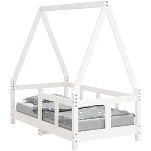 Kinderbed, kinderbed, bedframe voor kinderen, wit, 70 x 140 cm, massief grenenhout