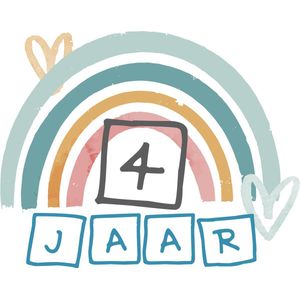 32x 4 JAAR - Baby Peuter Kinder Verjaardag Stickers - Leuk Regenboog voor Jongen en of meisje