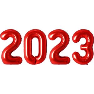 Ballon Cijfer 2023 Oud En Nieuw Versiering Nieuw Jaar Feest Artikelen Rode Happy New Year Ballonnen Rood – XL Formaat