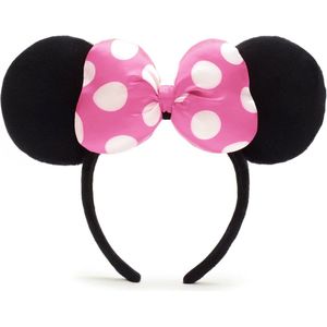 KIMU Haarband Mouse Roze Grote Strik Polkadots - Diadeem Minny Muis Ronde Oren - Zwarte Oortjes Minnie Carnaval