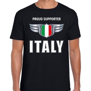 Proud supporter Italy / Italie t-shirt zwart voor heren - landen supporter shirt / kleding - Songfestival / EK / WK XL