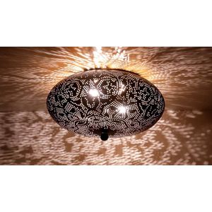 DePauwWonen - Ameera Plafondlamp - Industriële Plafondlamp - Plafonniére Filigrain - 1 Lichts - E27 Fitting - Plafondlamp Eetkamer, Woonkamer, Slaapkamer - Metaal - 38 cm - Zwart/Goud