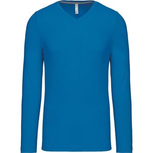 2 Pack Kariban Herenshirt met lange mouwen en V-hals Tropical Blue - S