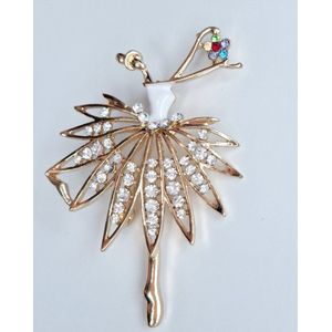 Sierspeld - Gouden Broche - Ballerina - verguld goud - Hijab pin - Sjaal speld - Cadeautje voor haar -