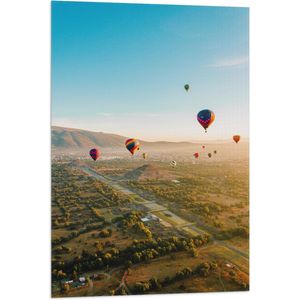 WallClassics - Vlag - Luchtballonnen zwevend door de lucht - 60x90 cm Foto op Polyester Vlag