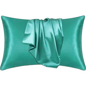 Afabs® Satijnen kussensloop Zacht Groen 60 x 70 cm hoofdkussen formaat - Satin pillow case / Zijdezachte kussensloop van satijn (1 stuks)