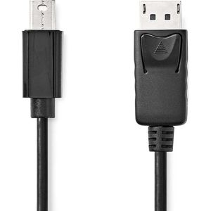 Mini DisplayPort-Kabel - DisplayPort 1.2 - Mini-DisplayPort Male - DisplayPort Male - 21.6 Gbps - Vernikkeld - 1.00 m - Rond - PVC - Zwart - Envelop