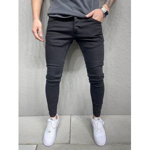 Mannen Stretchy Ripped Skinny  Jeans Vernietigd Hole Slim Fit Denim Hoge Kwaliteit Hip Hop Zwarte Jeans - W38