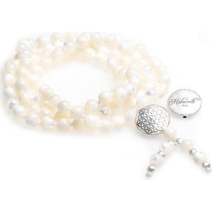 Mala-ketting van parelmoer (met Levensbloem zilver) Armband (sieraad) YOGISTAR