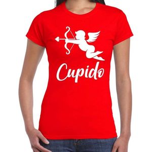 Cupido liefde Valentijn t-shirt rood voor dames - kostuum / outfit - liefde / vrijgezellenfeest / huwelijk / valentijn / carnaval verkleed kleding XS